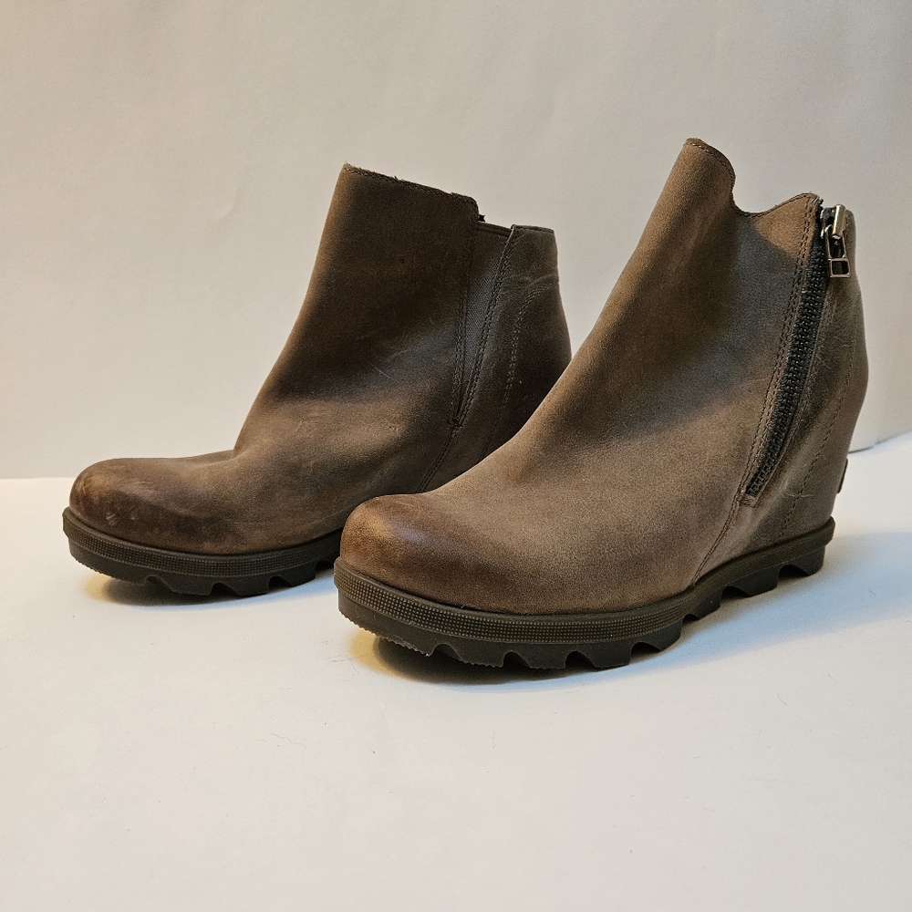 Sorel Joan of Arctic Wedge II Waterproof Leather Side Zip Bootie Sz 8